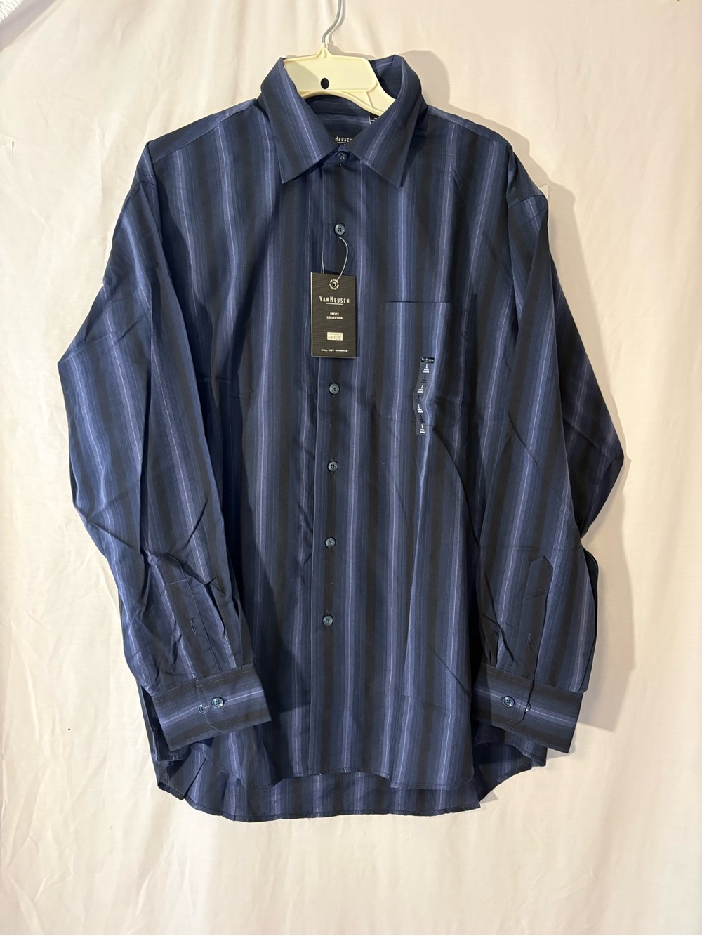 Van Heusen Men’s Dark Blue,Black & Purple Striped Button-Down Shirt